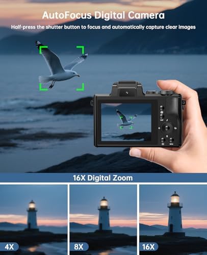 8K Digital Cameras for Photography - Autofocus 88MP WiFi Profession Camera with Dual-Lens - 16X Digital Zoom Photography Camera for YouTube with Lens Hood, Touch Screen, 2 Batteries & Charging Stand - Image 6