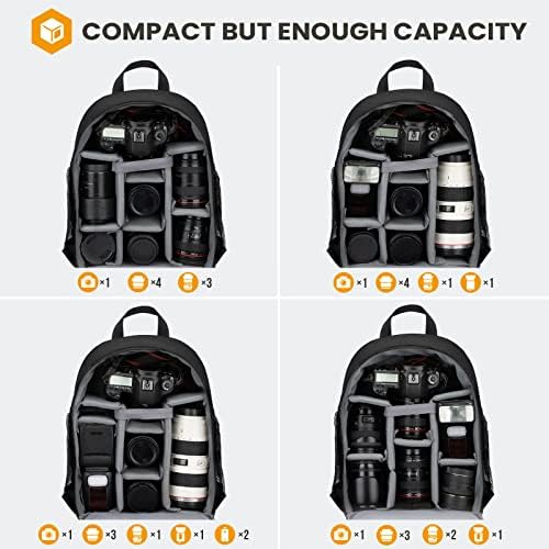 TARION Camera Backpack Bag Small - Professional DSLR Camera Bag Photography Backpack with 13“ Laptop Compartment & Waterproof Rain Cover & Tripod Holder for Photographers (Black TB-S) - Image 2