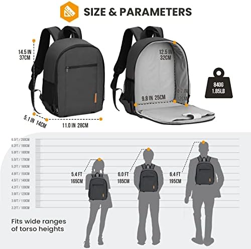 TARION Camera Backpack Bag Small - Professional DSLR Camera Bag Photography Backpack with 13“ Laptop Compartment & Waterproof Rain Cover & Tripod Holder for Photographers (Black TB-S) - Image 4