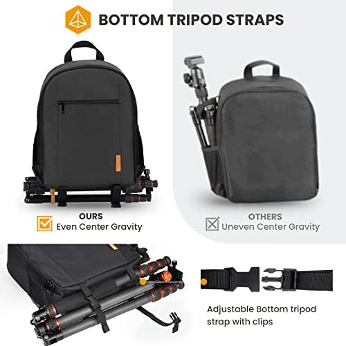 TARION Camera Backpack Bag Small - Professional DSLR Camera Bag Photography Backpack with 13“ Laptop Compartment & Waterproof Rain Cover & Tripod Holder for Photographers (Black TB-S) - Image 5