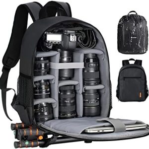 TARION Camera Backpack Bag Small – Professional DSLR Camera Bag Photography Backpack with 13“ Laptop Compartment & Waterproof Rain Cover & Tripod Holder for Photographers (Black TB-S)